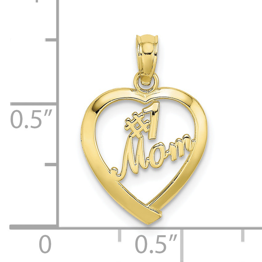 10K &num;1 MOM In Heart Pendant