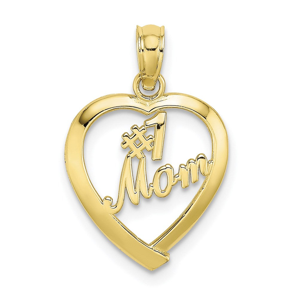 10K &num;1 MOM In Heart Pendant