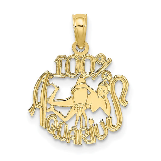10K 100% AQUARIUS Zodiac Charm