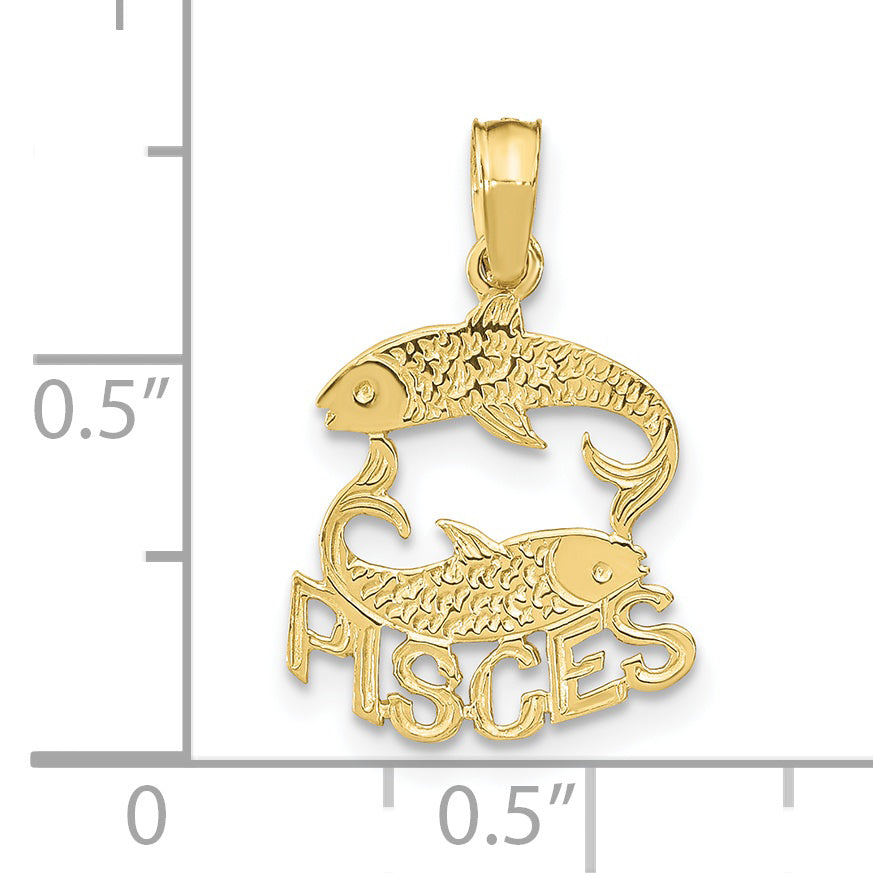 10K PISCES Zodiac Charm