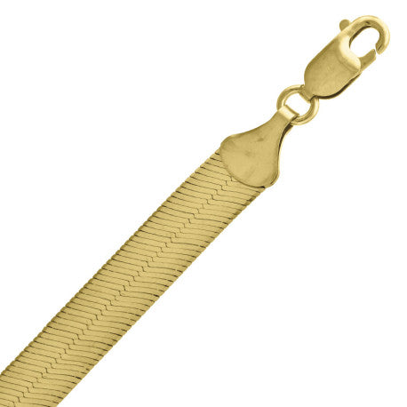10kt Yellow Gold Herringbone Chain 7mm 7 To 24 Inches