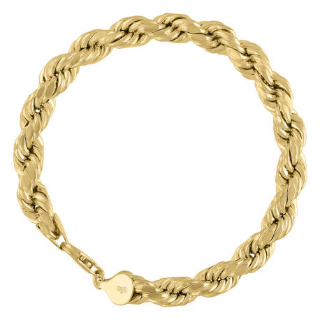 10kt Yellow Gold Hollow Rope Chain 8mm 8 to 30 inches