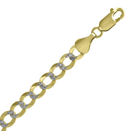 10kt Two-tone Gold Solid Pave Cuban Chain 7mm 8 To 30 Inches