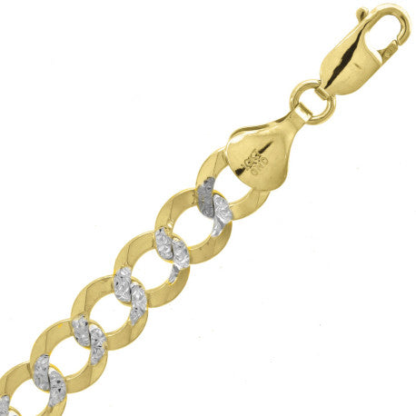 10kt Two-tone Gold Solid Pave Cuban Chain 8.3mm 8 To 30 Inches