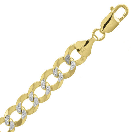 10kt Two-tone Gold Solid Pave Cuban Chain 9.7mm 8 To 30 Inches