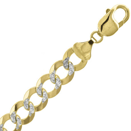 10kt Two-tone Gold Solid Pave Cuban Chain 11.4mm 8 To 30 Inches