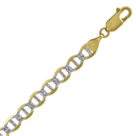 10kt Two-tone Gold Solid Mariner Pave Chain 5.0mm 7 to 30 inches