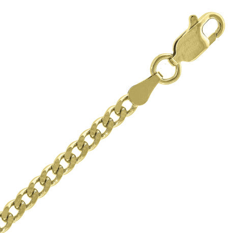10kt Yellow Gold Solid Cuban Chain 3mm 7 To 26 Inches