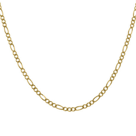 10kt Yellow Gold Solid Figaro Chain 2.0mm 7 to 24 inches