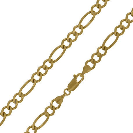 10kt Yellow Gold Solid Figaro Chain 5.5mm 7 to 30 inches