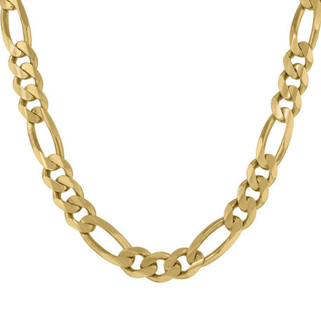 10kt Yellow Gold Solid Figaro Chain 9.0mm 8 to 30 inches