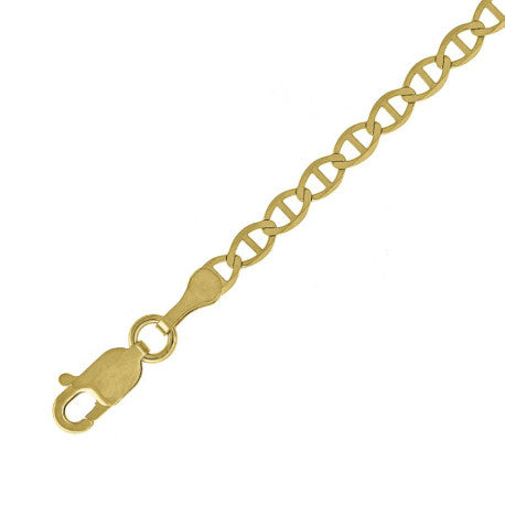10kt Yellow Gold Solid Mariner Chain 3.1mm 7 to 26 inches
