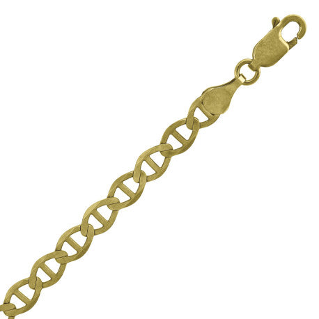 10kt Yellow Gold Solid Mariner Chain 4.0mm 7 to 30 inches