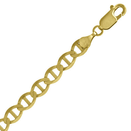 10kt Yellow Gold Solid Mariner chain 5.0mm 7 to 30 inches