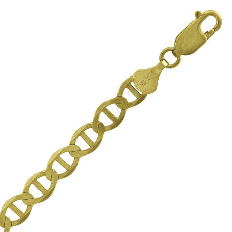 10kt Yellow Gold Solid Mariner Chain 6.0mm 8 to 30 inches