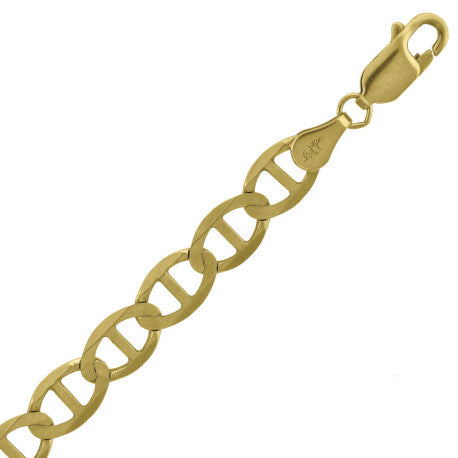 10kt Yellow Gold Solid Mariner Chain 7.5mm 8 to 30 inches