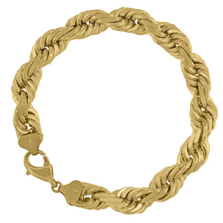 10kt Yellow Gold Solid Rope Chain 10mm 9 to 30 inches