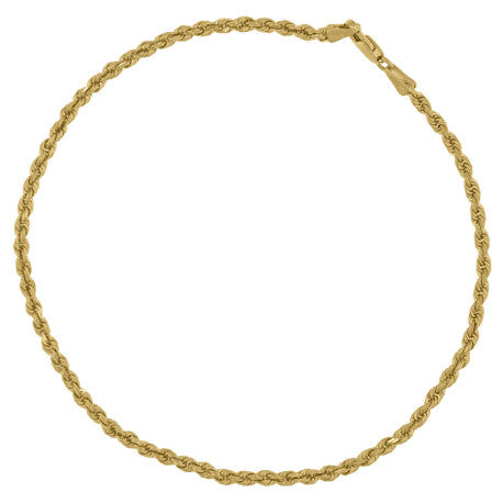 10kt Yellow Gold Solid Rope Chain 2mm 7 to 30 inches