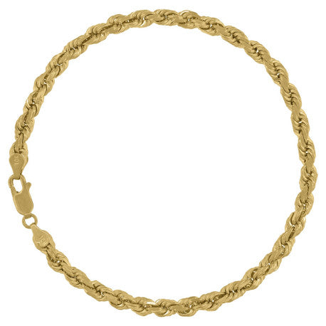 10kt Yellow Gold Solid Rope Chain 5mm 8 to 30 inches
