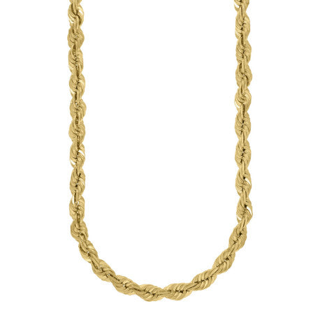 10kt Yellow Gold Solid Rope Chain 7mm 8 to 28 inches