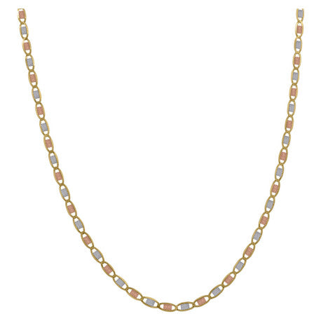 10kt Tri-color Gold Valentino Chain 1.6mm 9 To 24 Inches