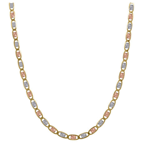 10kt Tri-color Gold Valentino Chain 2mm 9 To 24 Inches