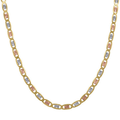 10kt Tri-color Gold Valentino Chain 2.5mm 9 To 24 Inches