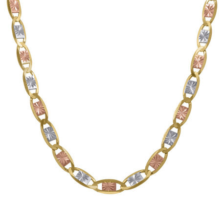 10kt Tri-color Gold Valentino Chain 3.2mm 9 To 26 Inches