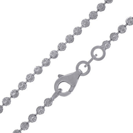 10kt White Gold Moon Cut Chain 2mm 16 To 30 Inches