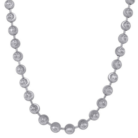 10kt White Gold Moon Cut Chain 5mm 24 To 30 Inches