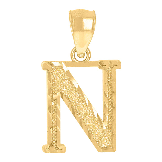 10Kt Gold Initial Letter Pendant "N"