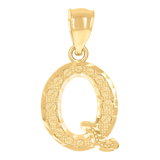 10Kt Gold Initial Letter Pendant "Q"