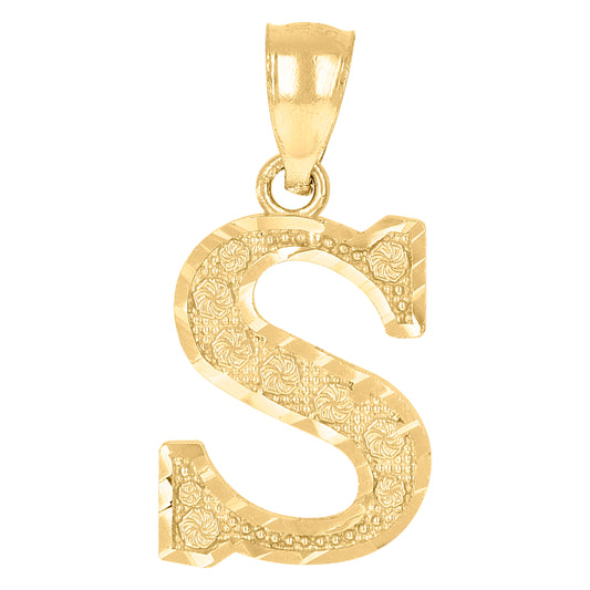 10Kt Gold Initial Letter Pendant "S"
