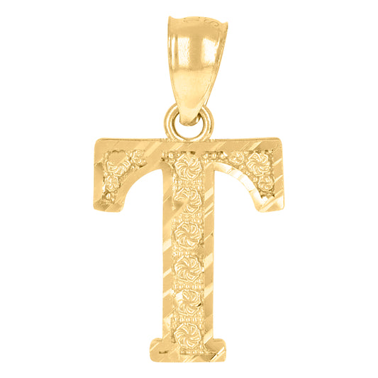 10Kt Gold Initial Letter Pendant "T"