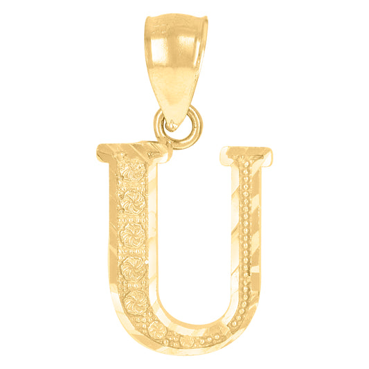 10Kt Gold Initial Letter Pendant "U"