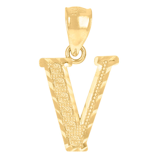 10Kt Gold Initial Letter Pendant "V"