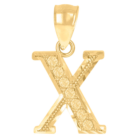 10Kt Gold Initial Letter Pendant "X"