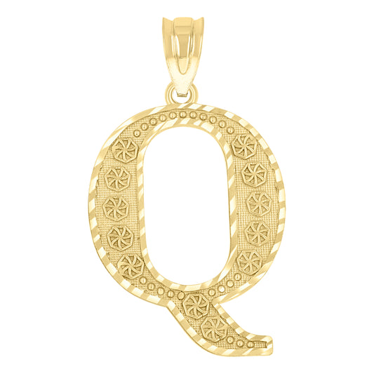 10Kt Gold Initial "Q" Letter Pendant
