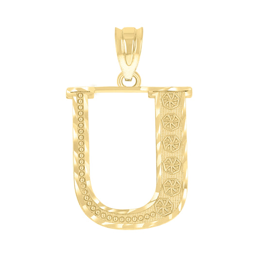 10Kt Gold Initial "U" Letter Pendant