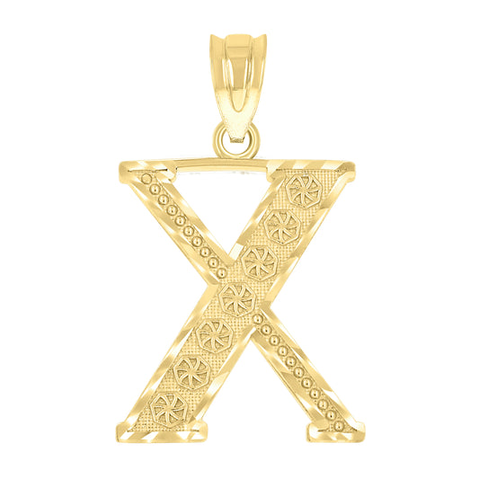 10Kt Gold Initial "X" Letter Pendant