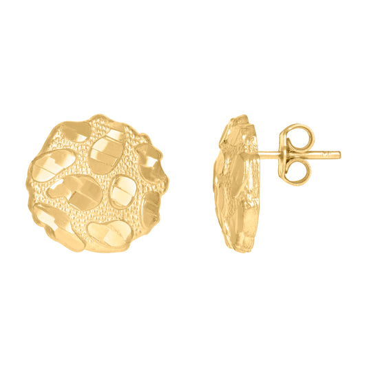 10Kt Gold Dome Puffy Round Nugget Earrings