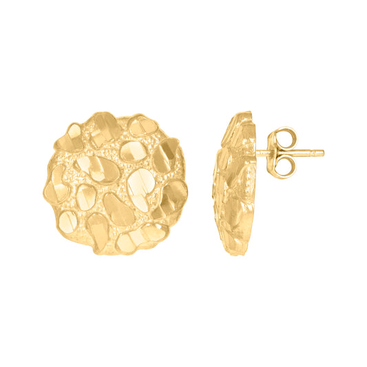 10Kt Gold Dome Puffy Round Nugget Earrings