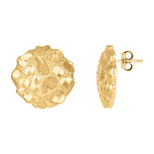 10Kt Gold Dome Puffy Round Nugget Earrings