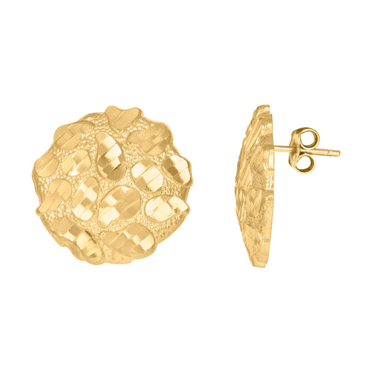 10Kt Gold Dome Puffy Round Nugget Earrings