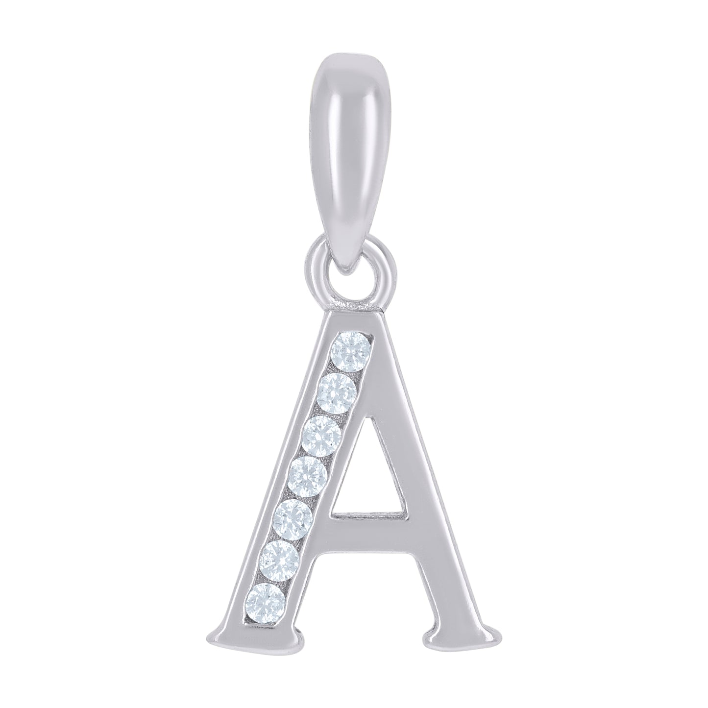 925 Sterling Silver Cz Pendant Initial Letter "A"