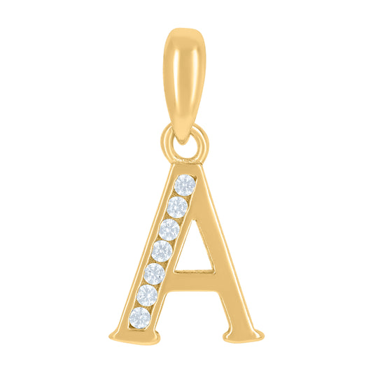 925 Sterling Silver Cz Pendant Initial Letter "A"