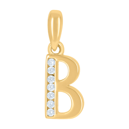 925 Sterling Silver Cz Pendant Initial Letter "B"