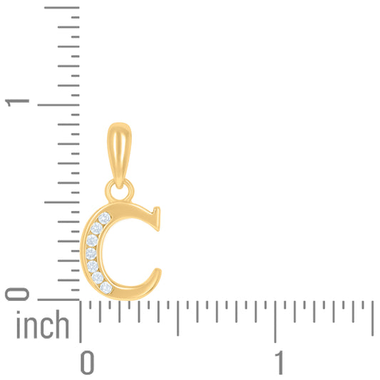 925 Sterling Silver Cz Pendant Initial Letter "C"