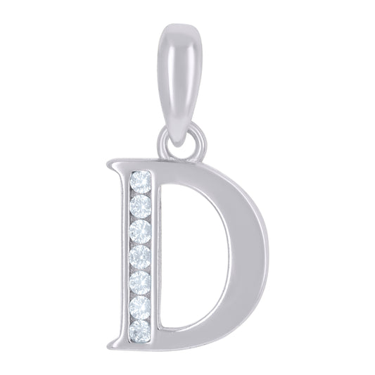 925 Sterling Silver Cz Pendant Initial Letter "D"