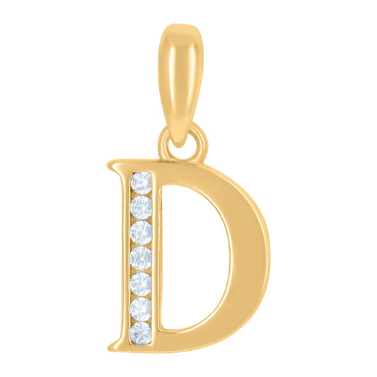 925 Sterling Silver Cz Pendant Initial Letter "D"